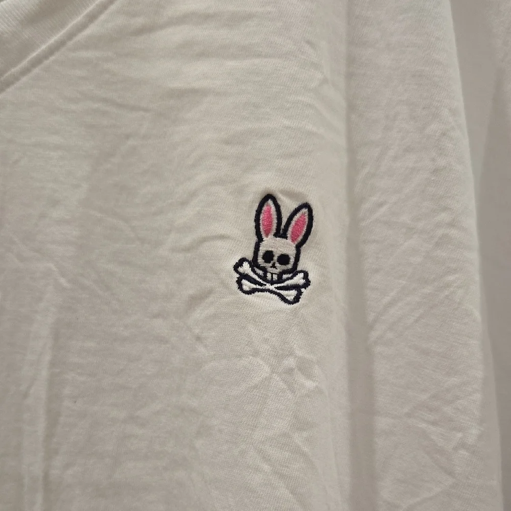 Psycho Bunny White Long Sleeve V-Neck Tee, VGUC, Made In Peru